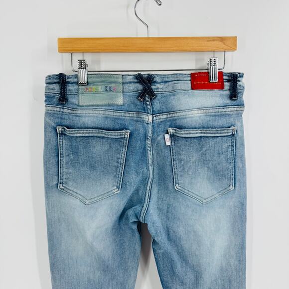 Pheelings Jeans Men’s 34 Blue Denim Skinny Fit Rainbow Gothic Logo Embroidered - Picture 8 of 12